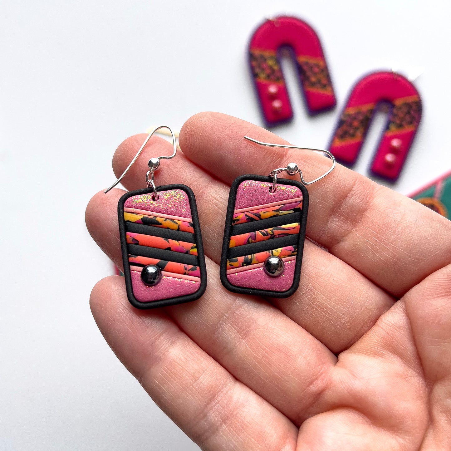 New York Minute Dangles - Dusty Pink Stripe - BlueBassoon Handmade