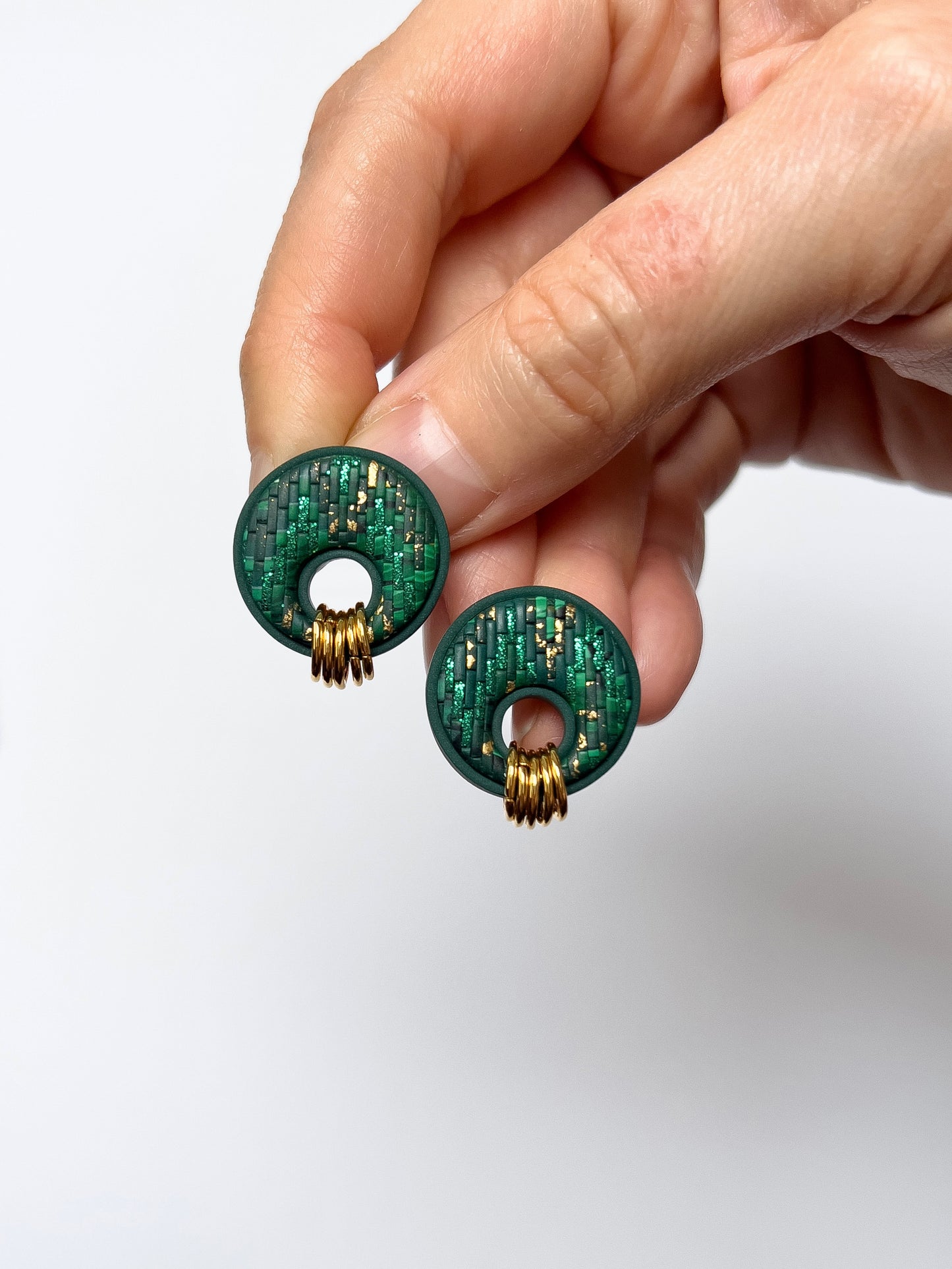 Green Bargello Leela Studs