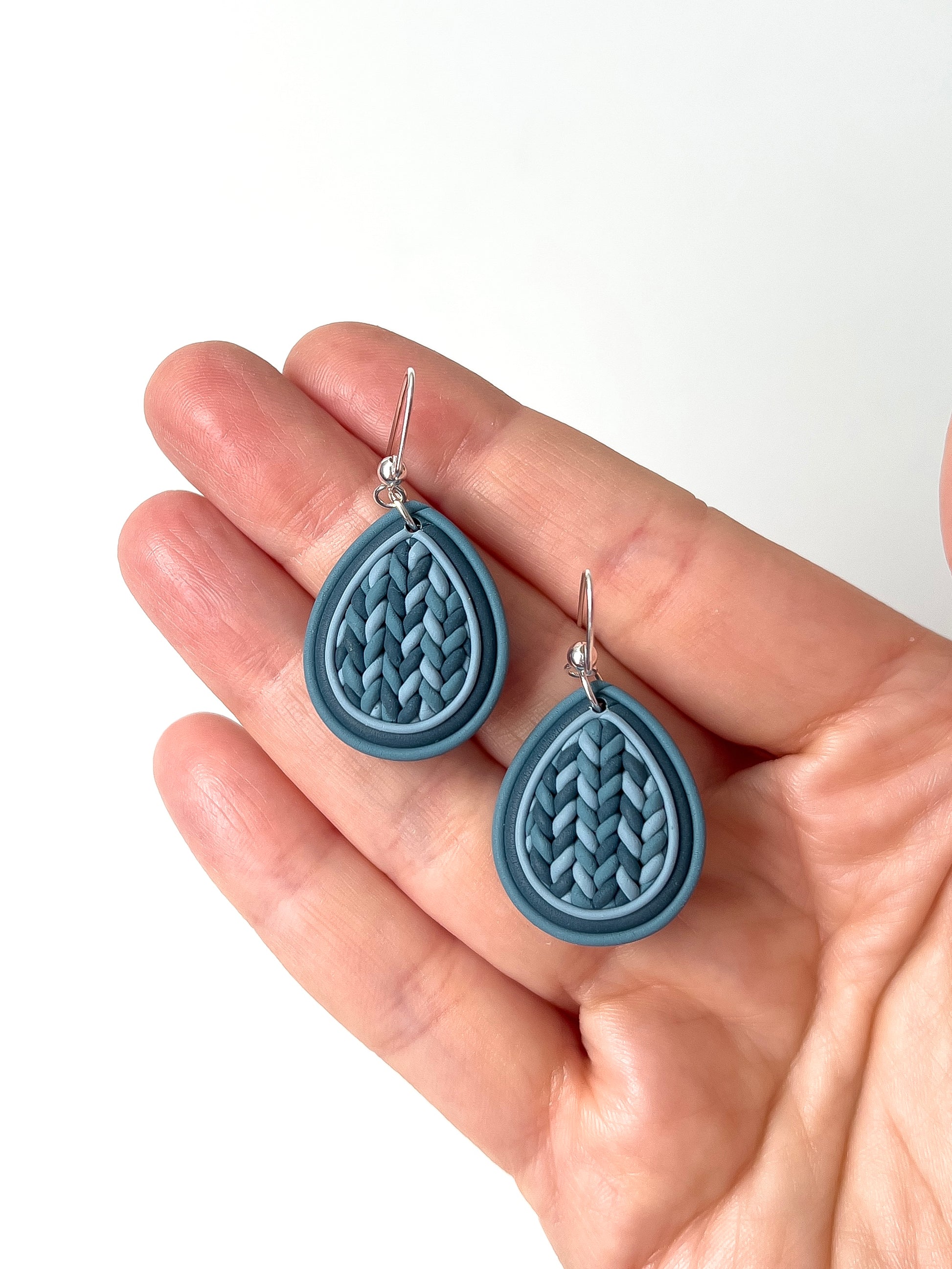 Blue Sweater Cabochon Dangles - BlueBassoon Handmade