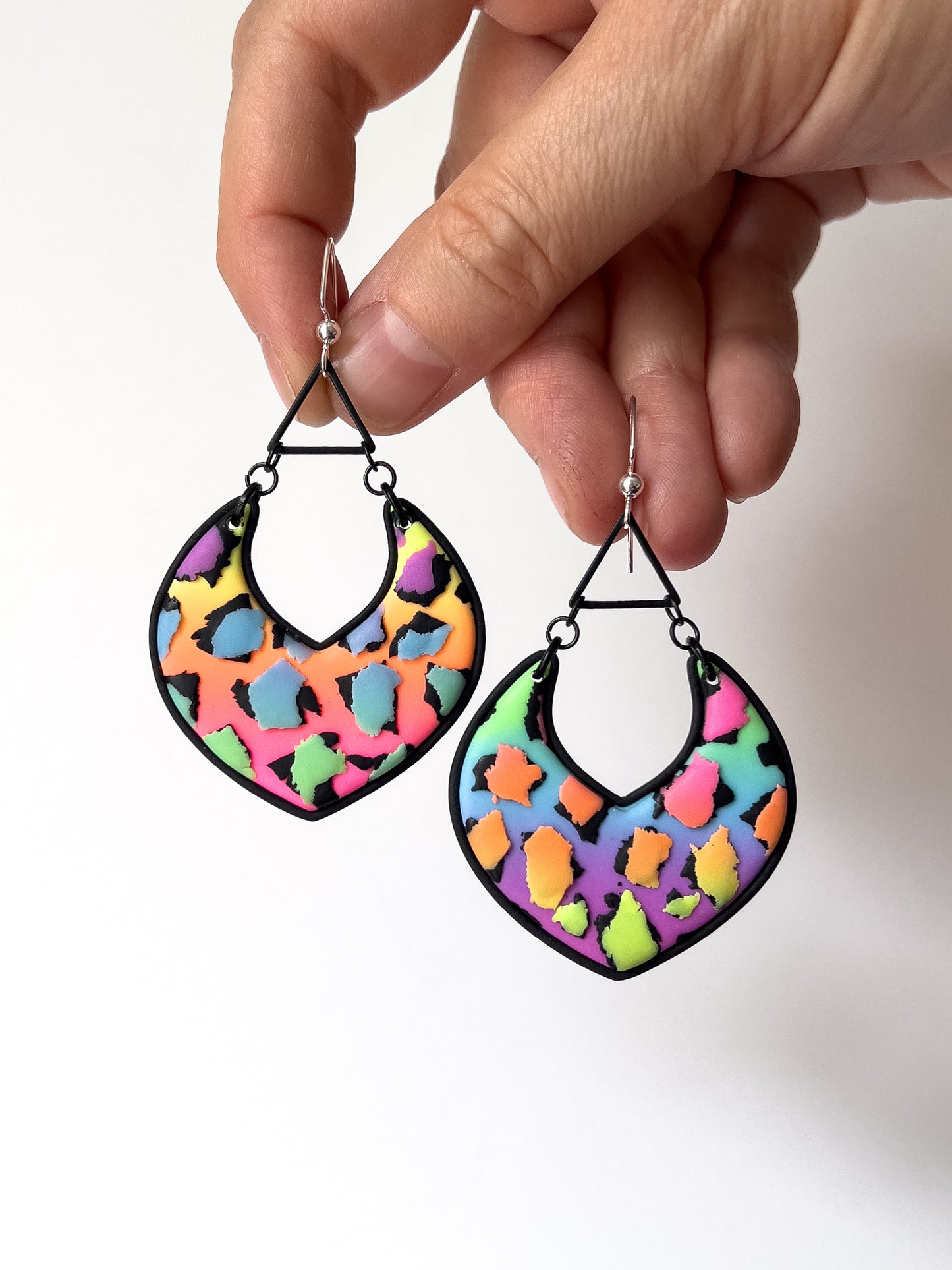 Neon Rainbow Flame Dangles