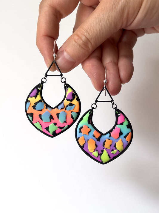Neon Rainbow Flame Dangles - BlueBassoon Handmade