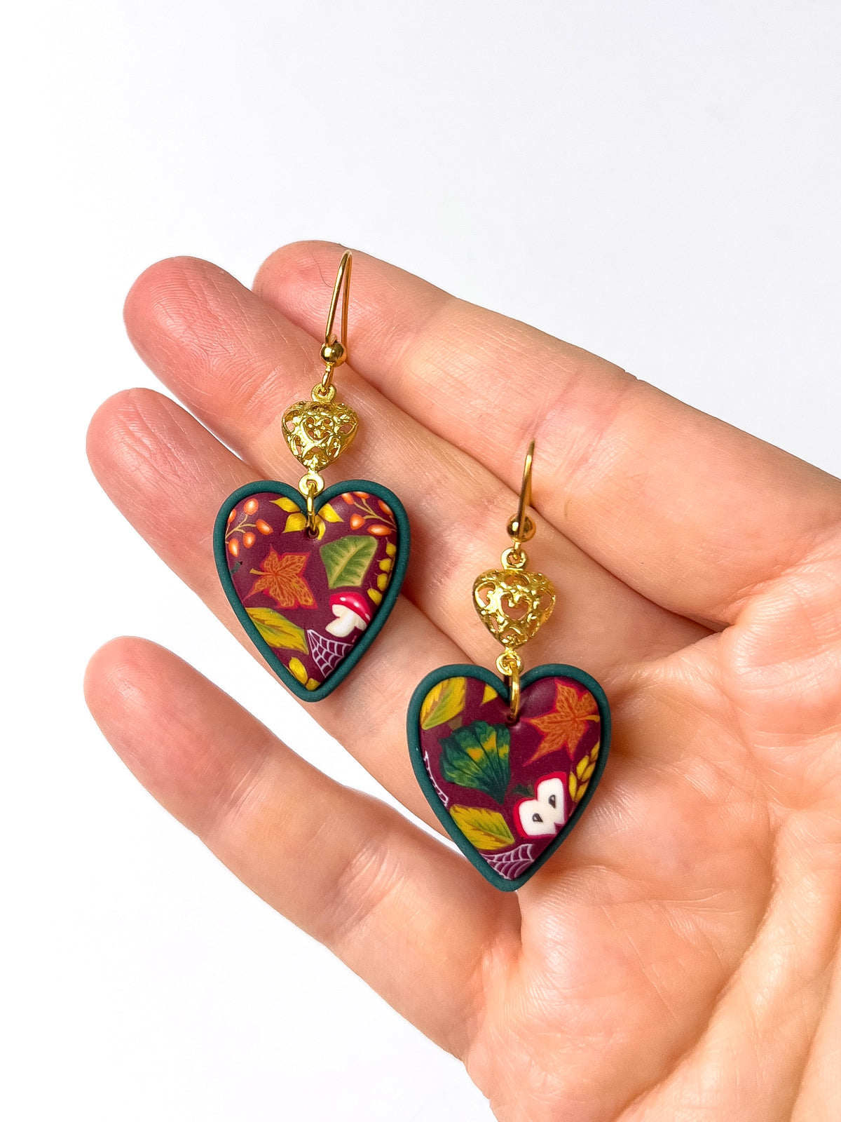 Autumn Forage Heart Dangles