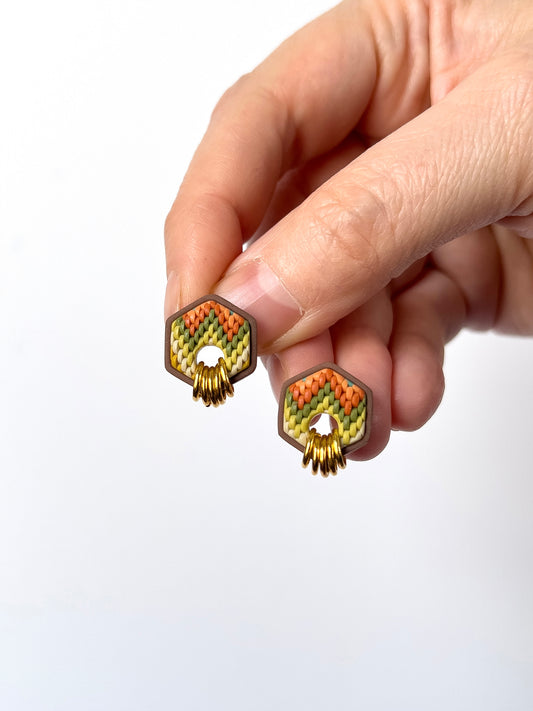 Earth Tone Hex Studs - BlueBassoon Handmade