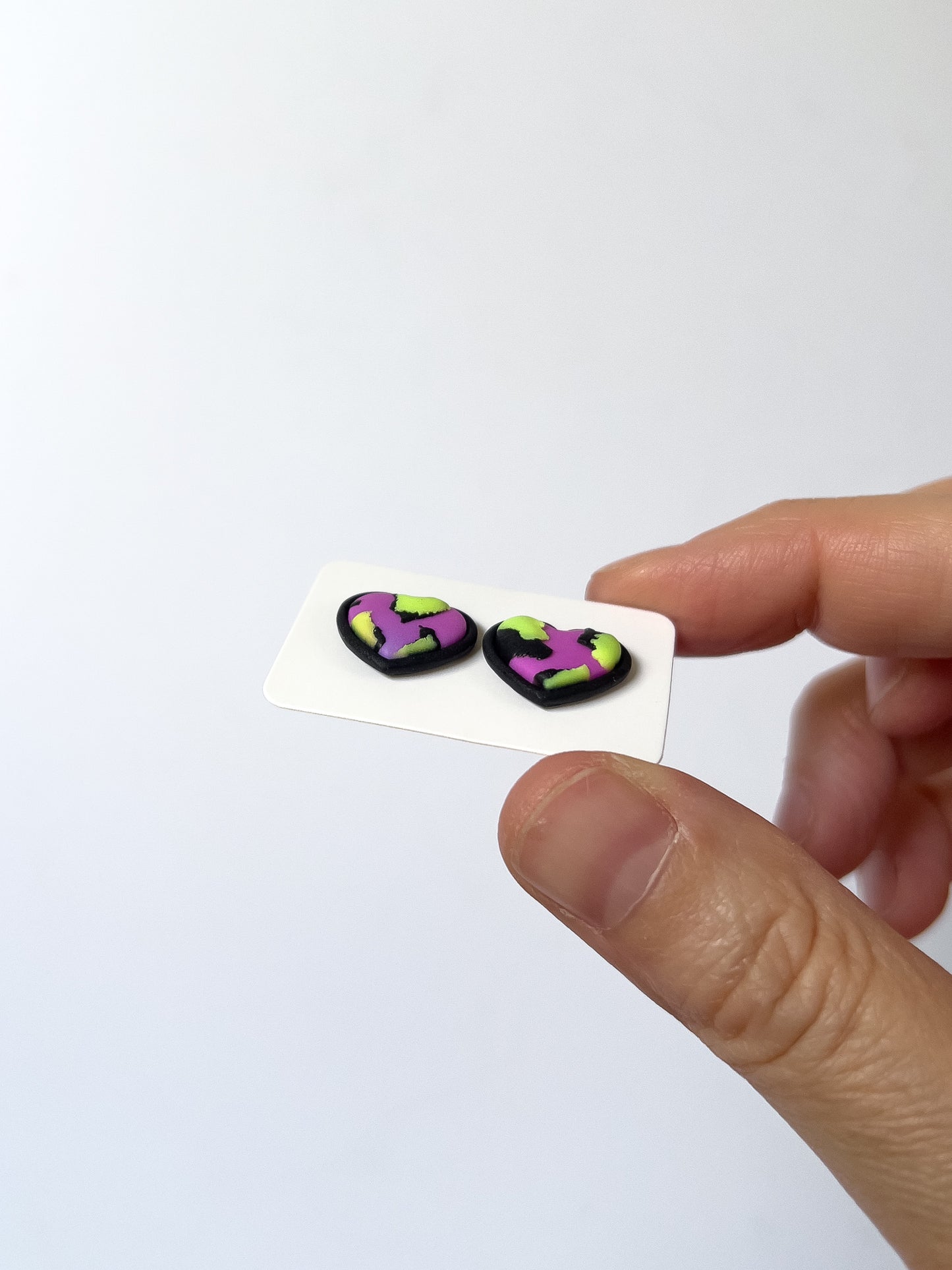 Purple/Yellow Neon Heart Studs