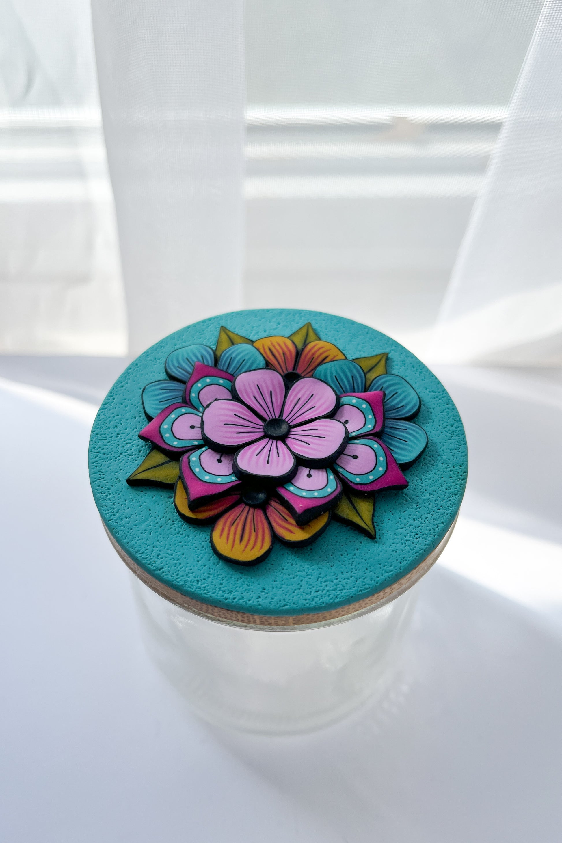 Floral Keepsake Jar - BlueBassoon Handmade
