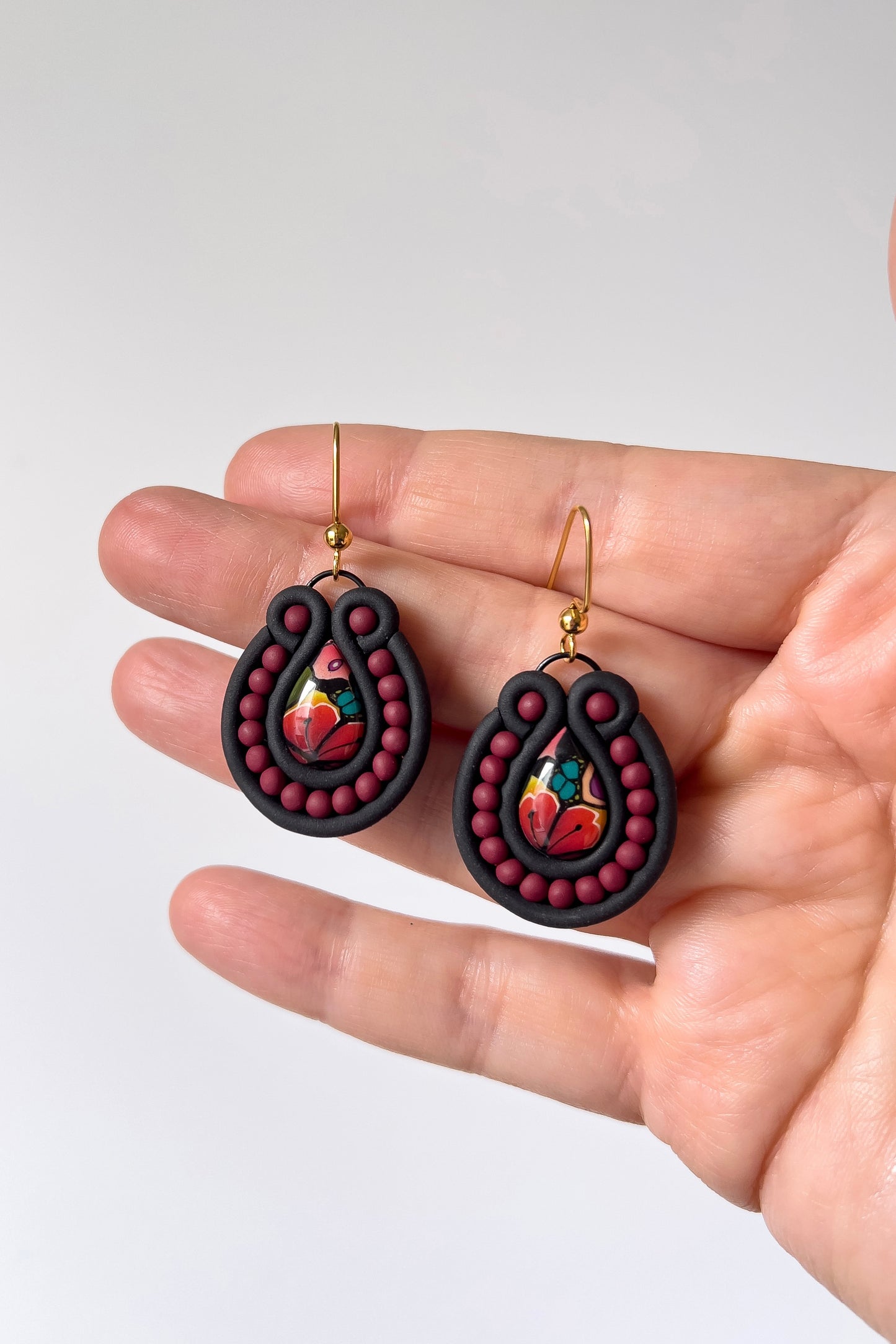 Small Dark Soutache Dangles