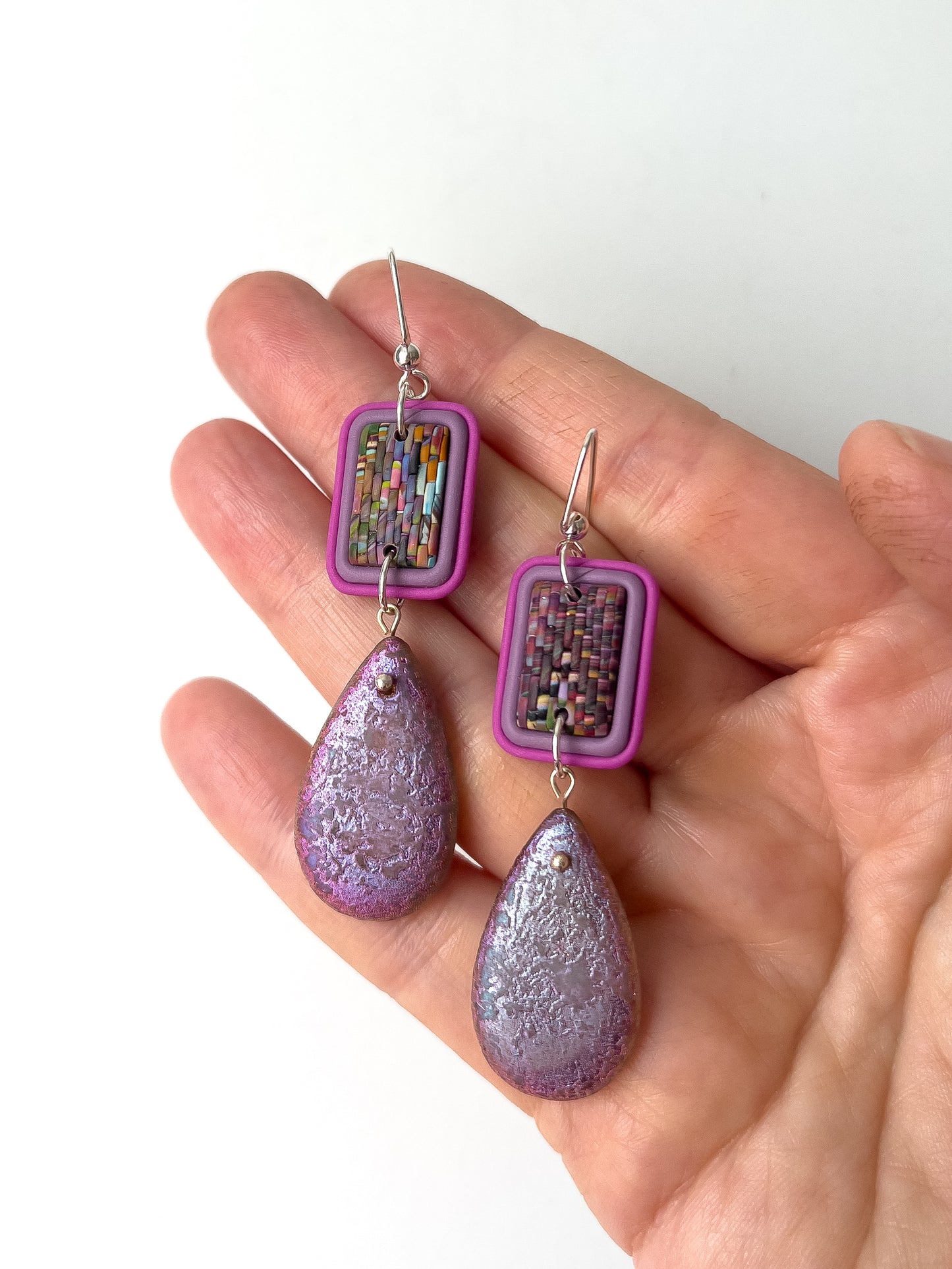 Purple Beaded Bargello Drop