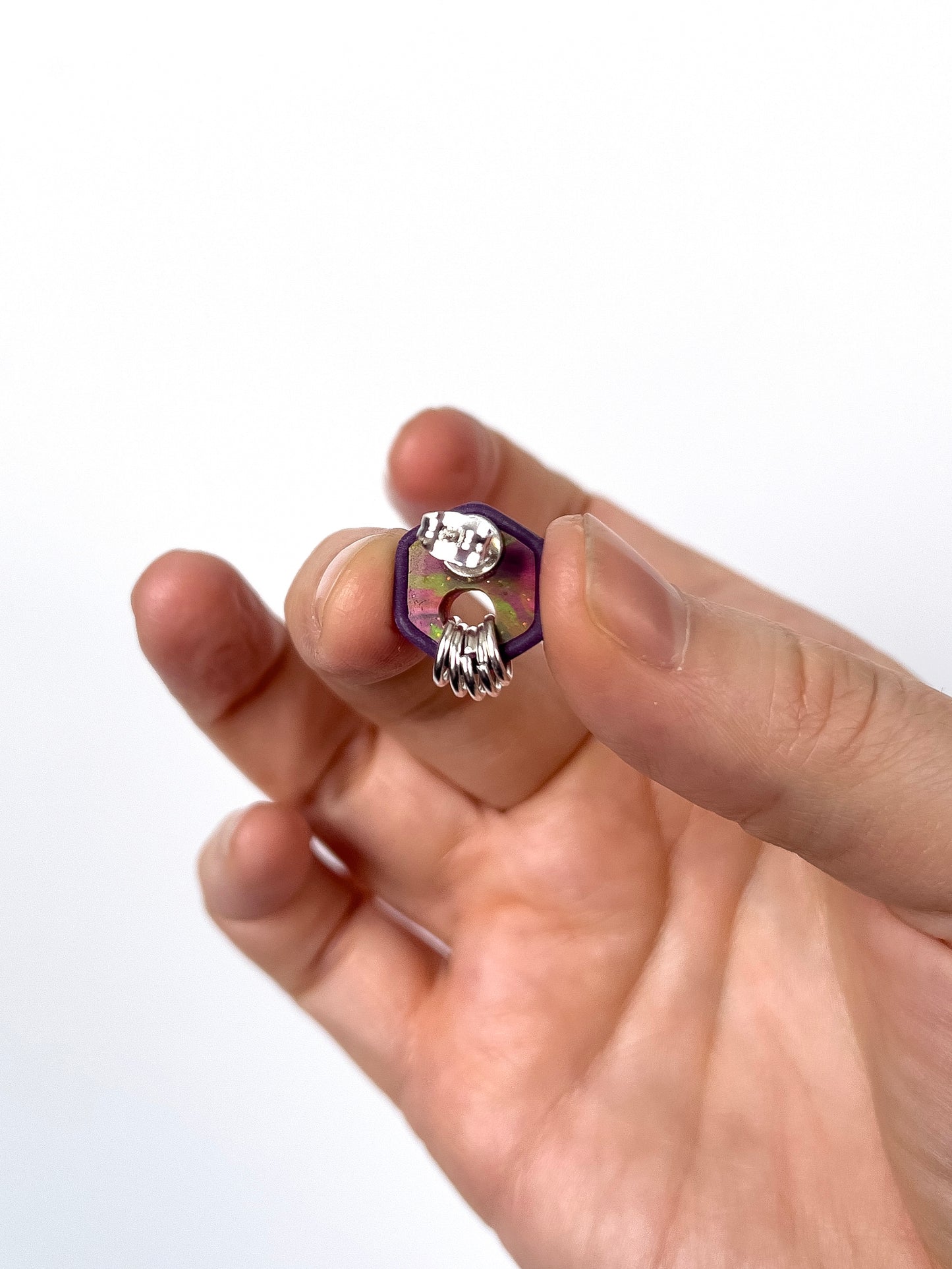 Pink and Purple Hex Studs - BlueBassoon Handmade