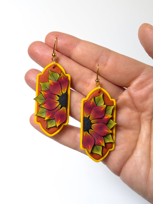 Large Sunflower Freya Dangles - BlueBassoon Handmade