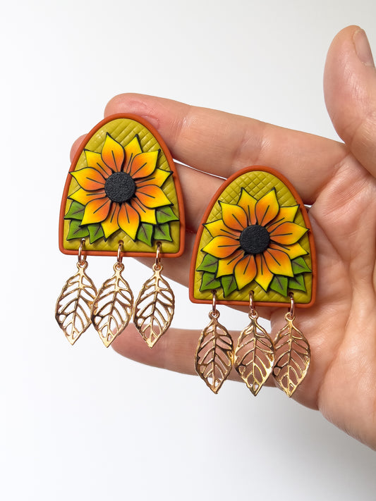 Sunflower Arch Dangles - BlueBassoon Handmade