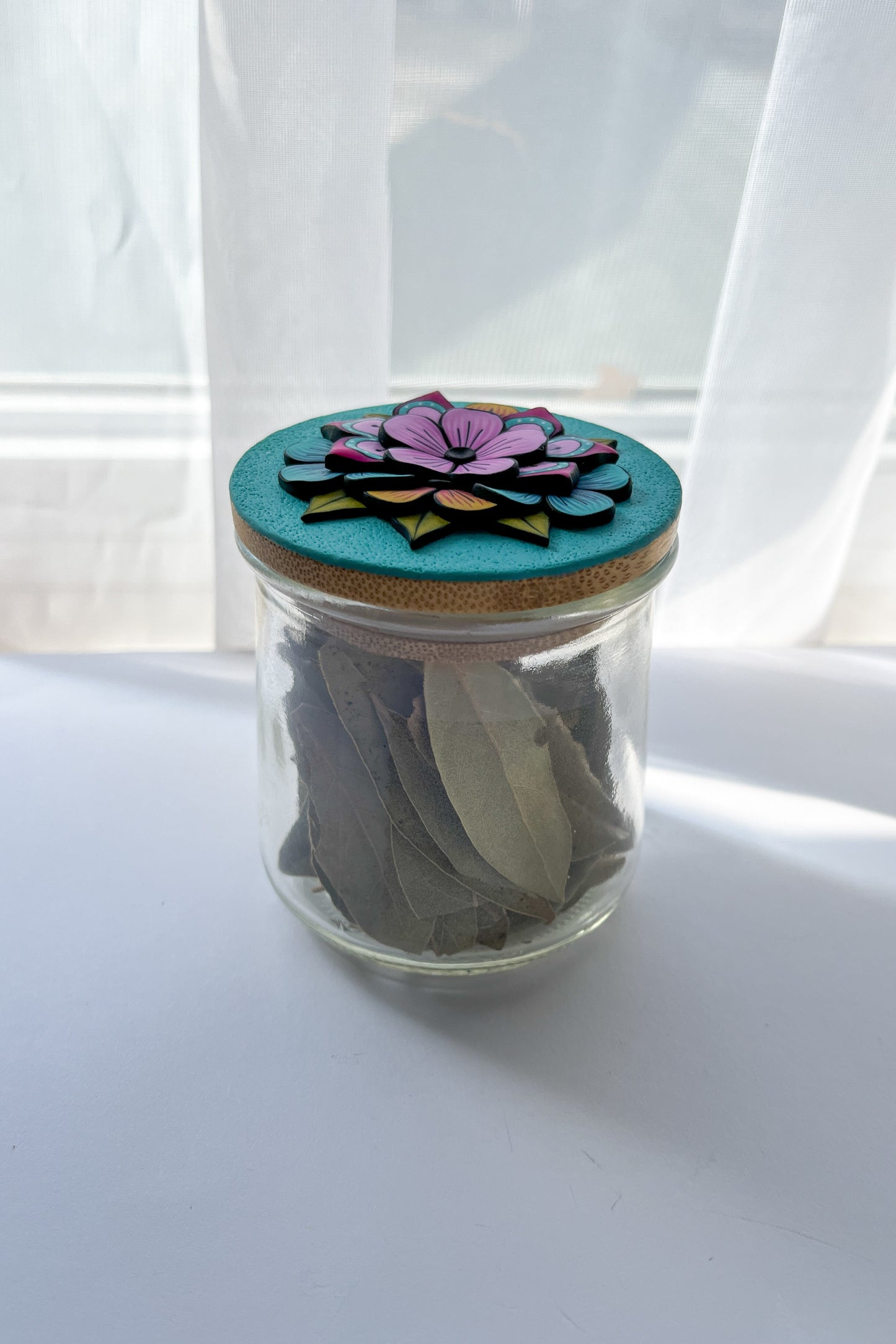 Floral Keepsake Jar - BlueBassoon Handmade