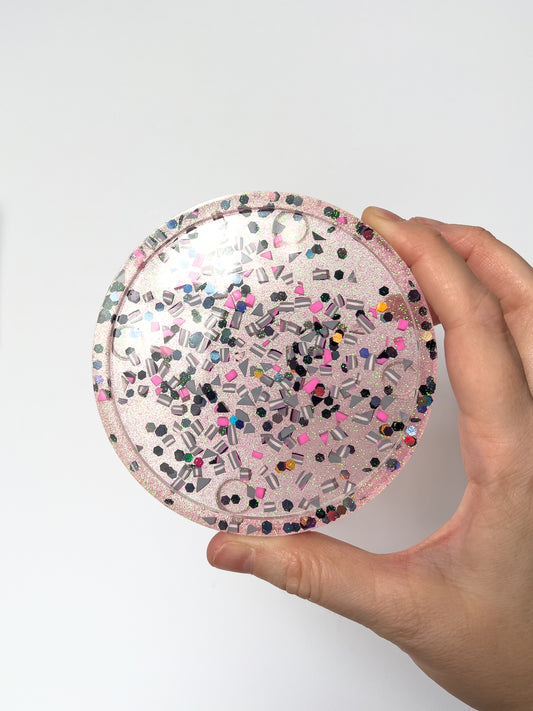 Glitter Resin Coasters - Pink and Black - BlueBassoon Handmade