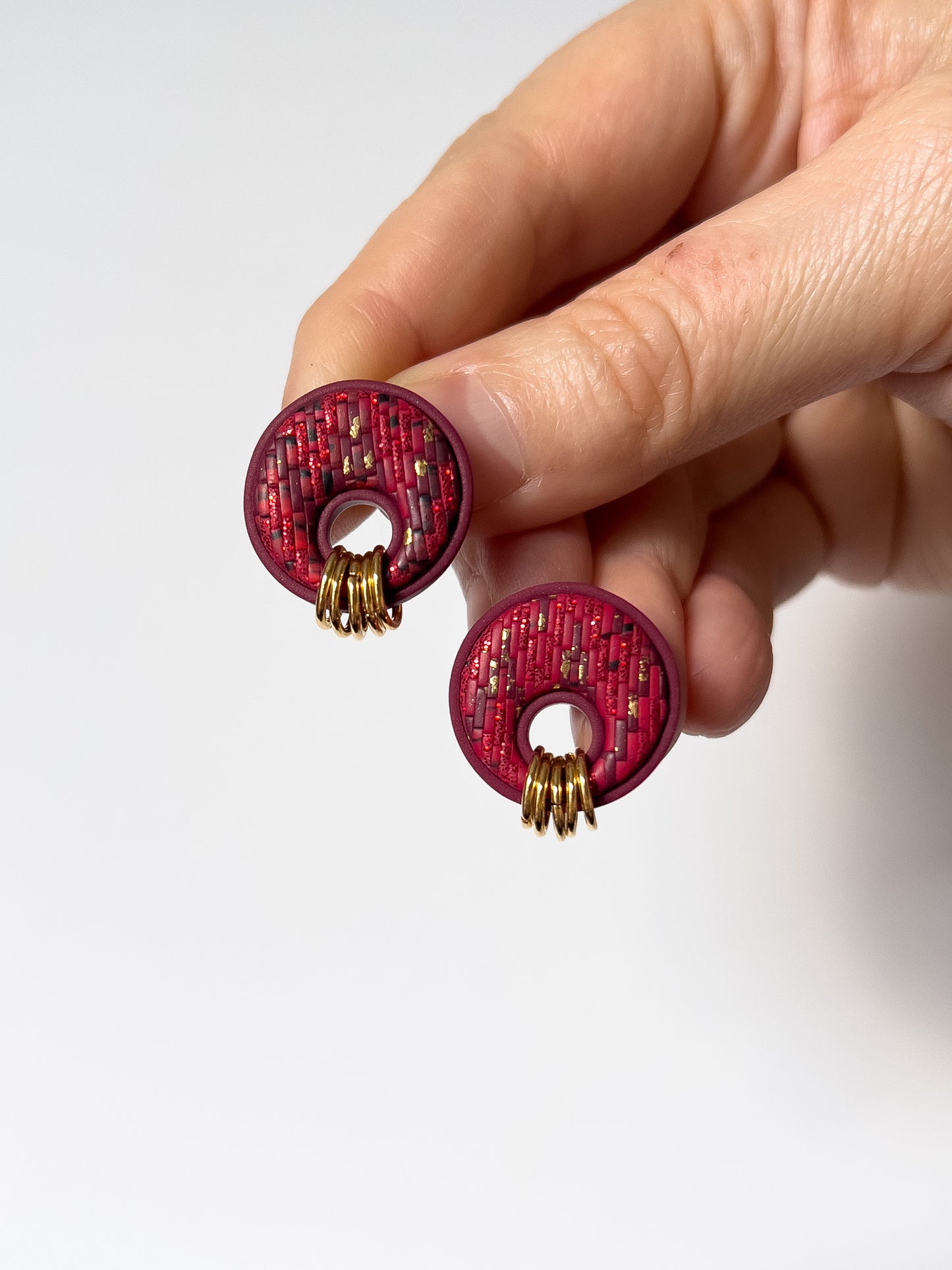 Red Bargello Leela Studs