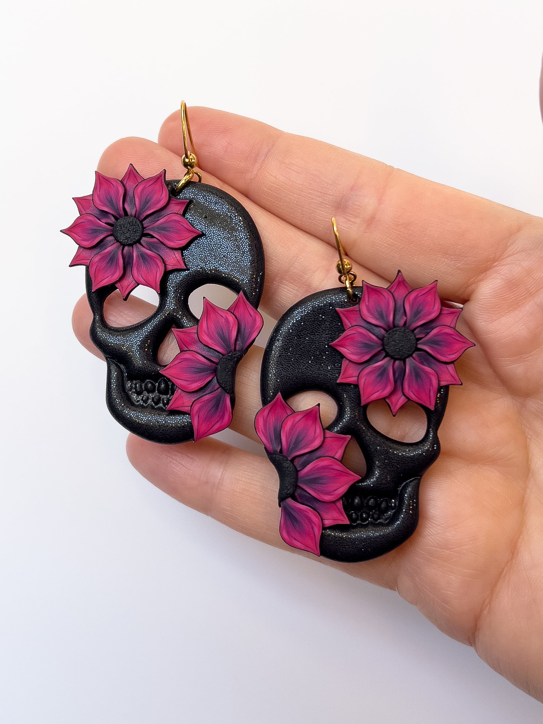 Chocolate Cherry Sunflower Skulls - BlueBassoon Handmade