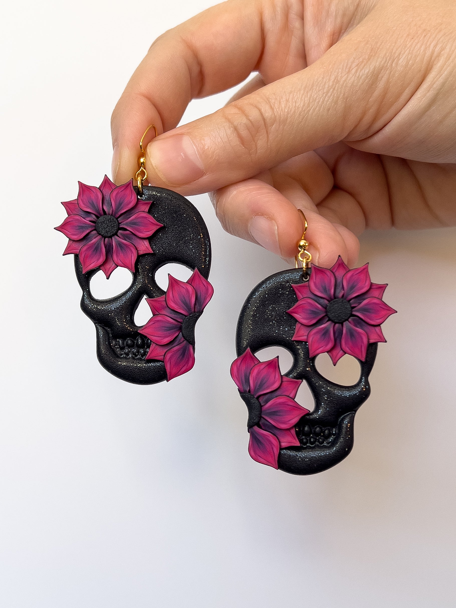 Chocolate Cherry Sunflower Skulls - BlueBassoon Handmade