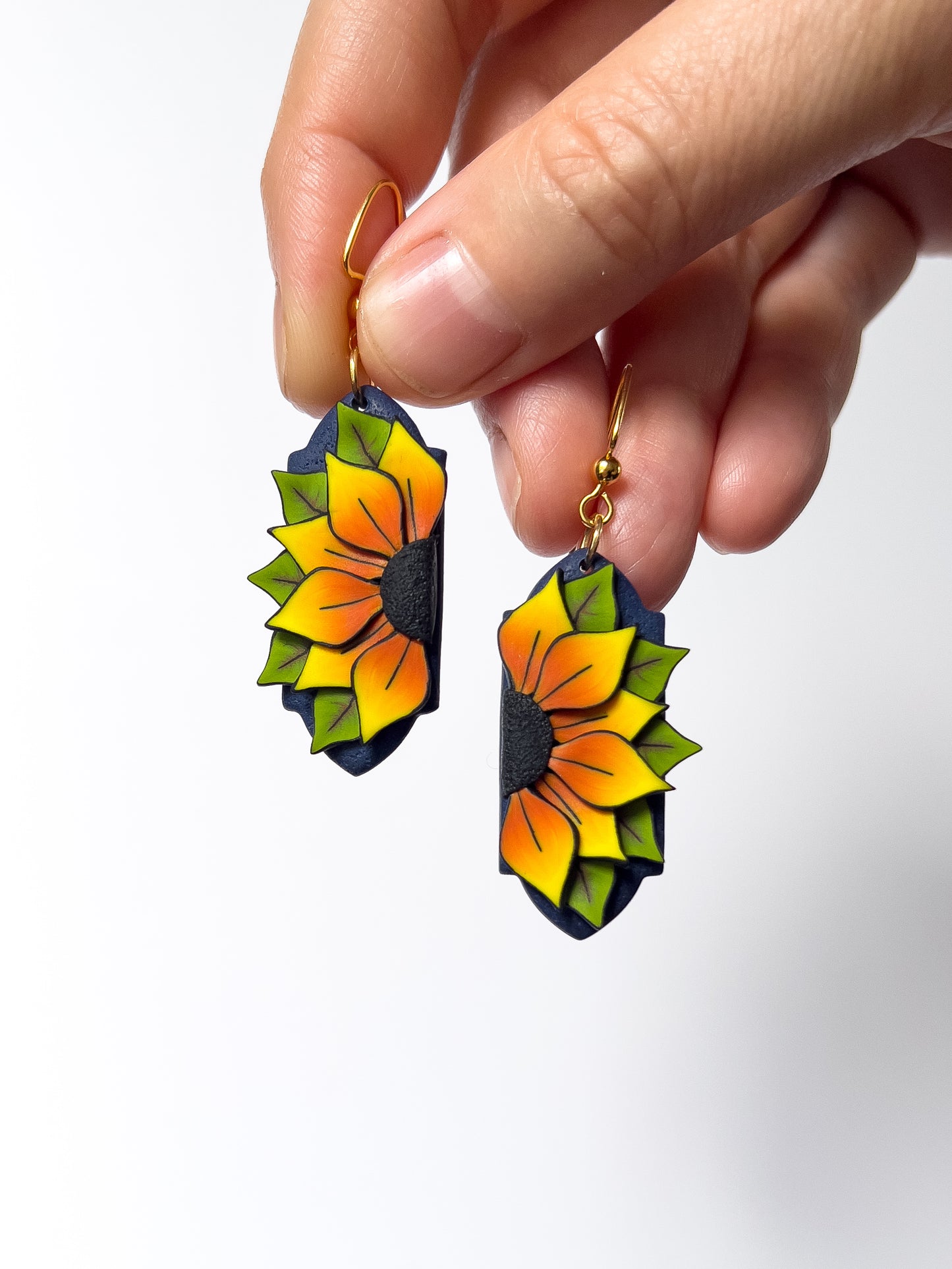 Small Sunflower Freya Dangles - BlueBassoon Handmade