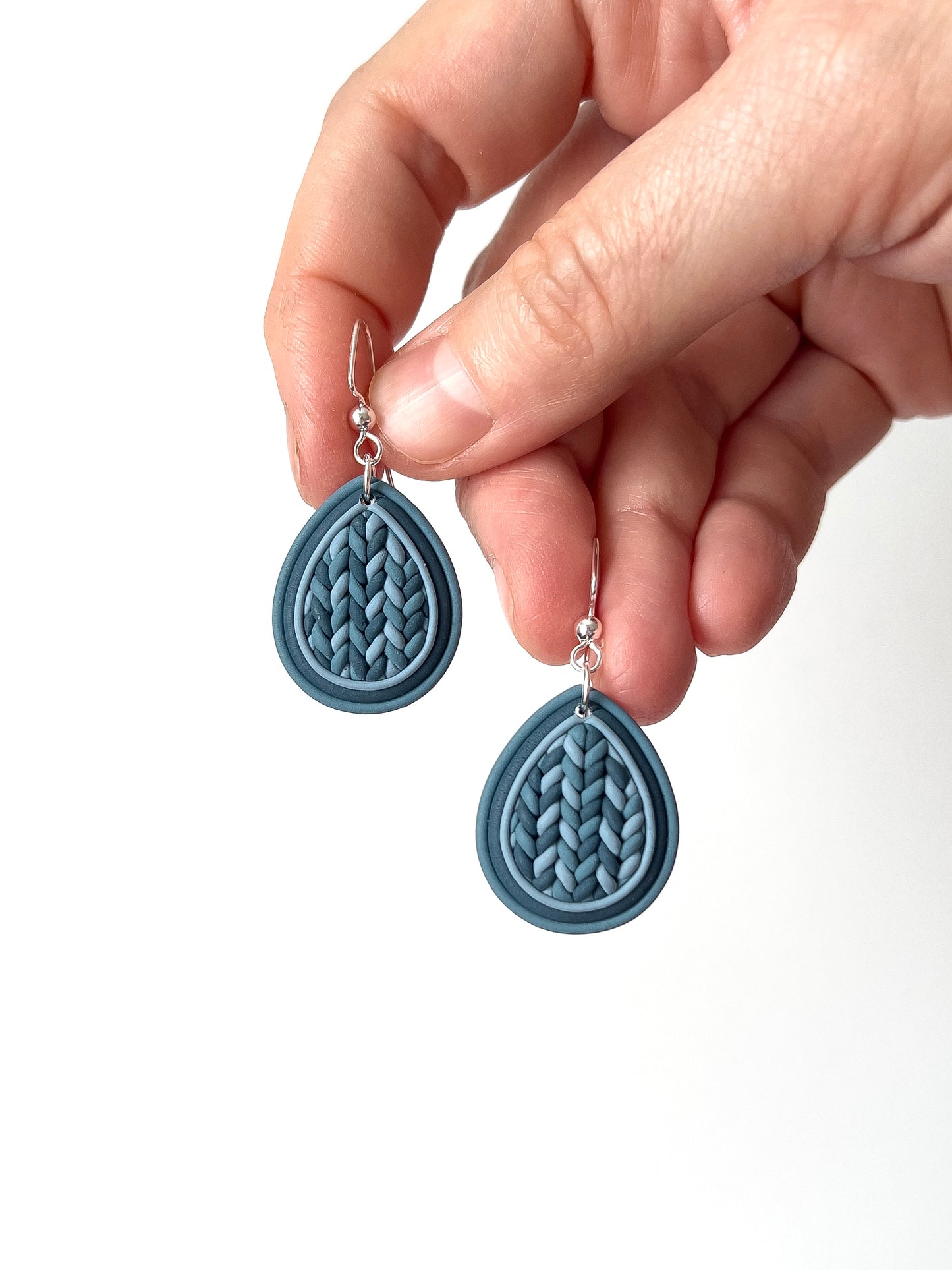 Blue Sweater Cabochon Dangles - BlueBassoon Handmade