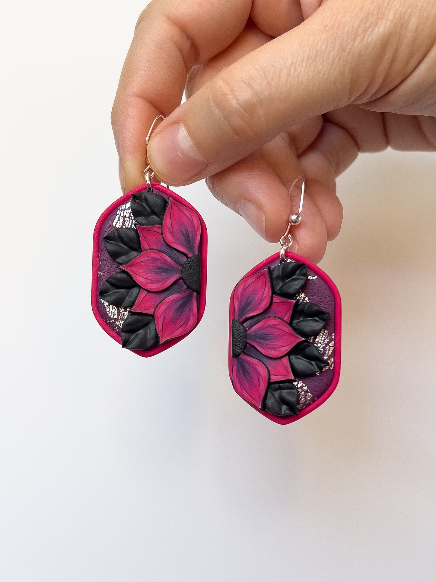 Chocolate Cherry Sunflower Cameos - BlueBassoon Handmade