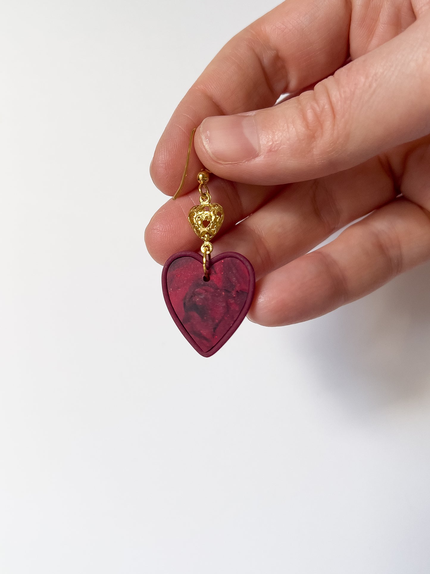 Red Bargello Sacred Heart Dangles