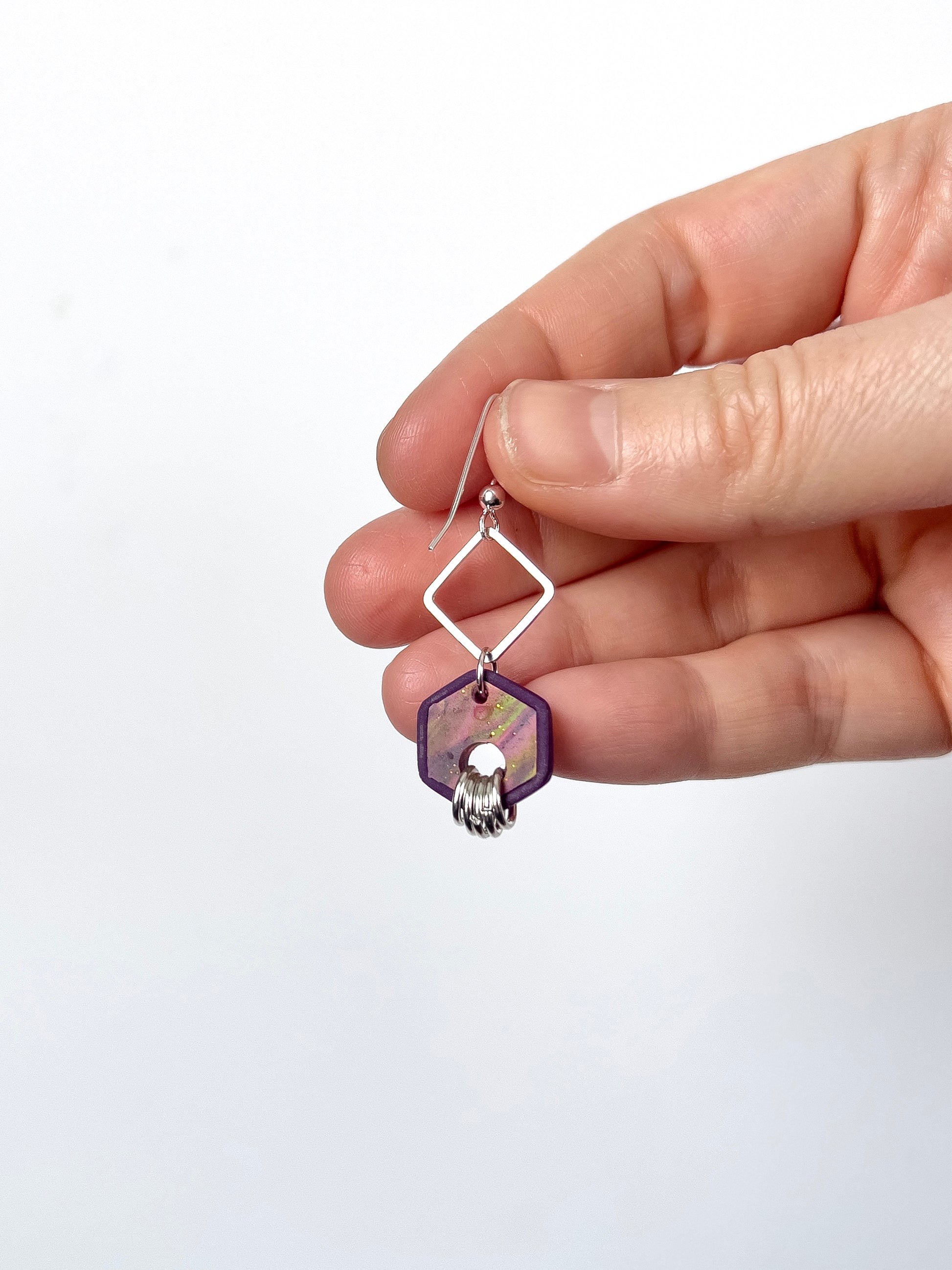 Pink and Purple Amy Dangles - BlueBassoon Handmade