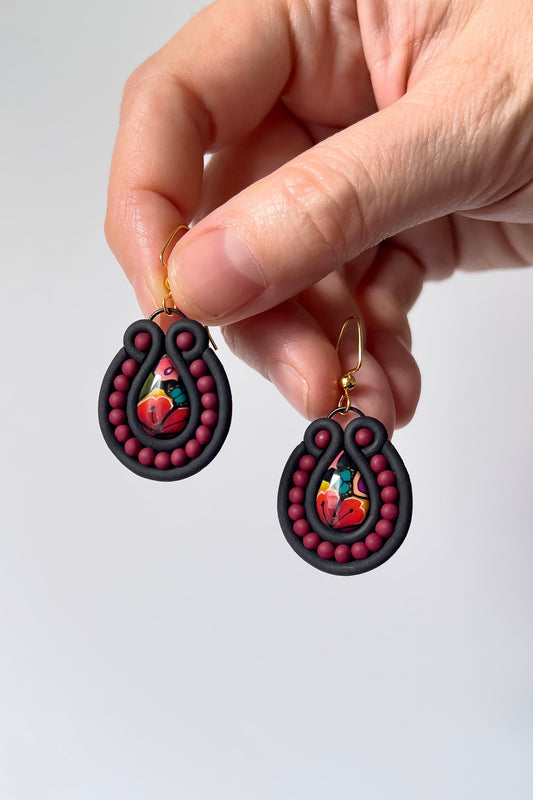 Small Dark Soutache Dangles