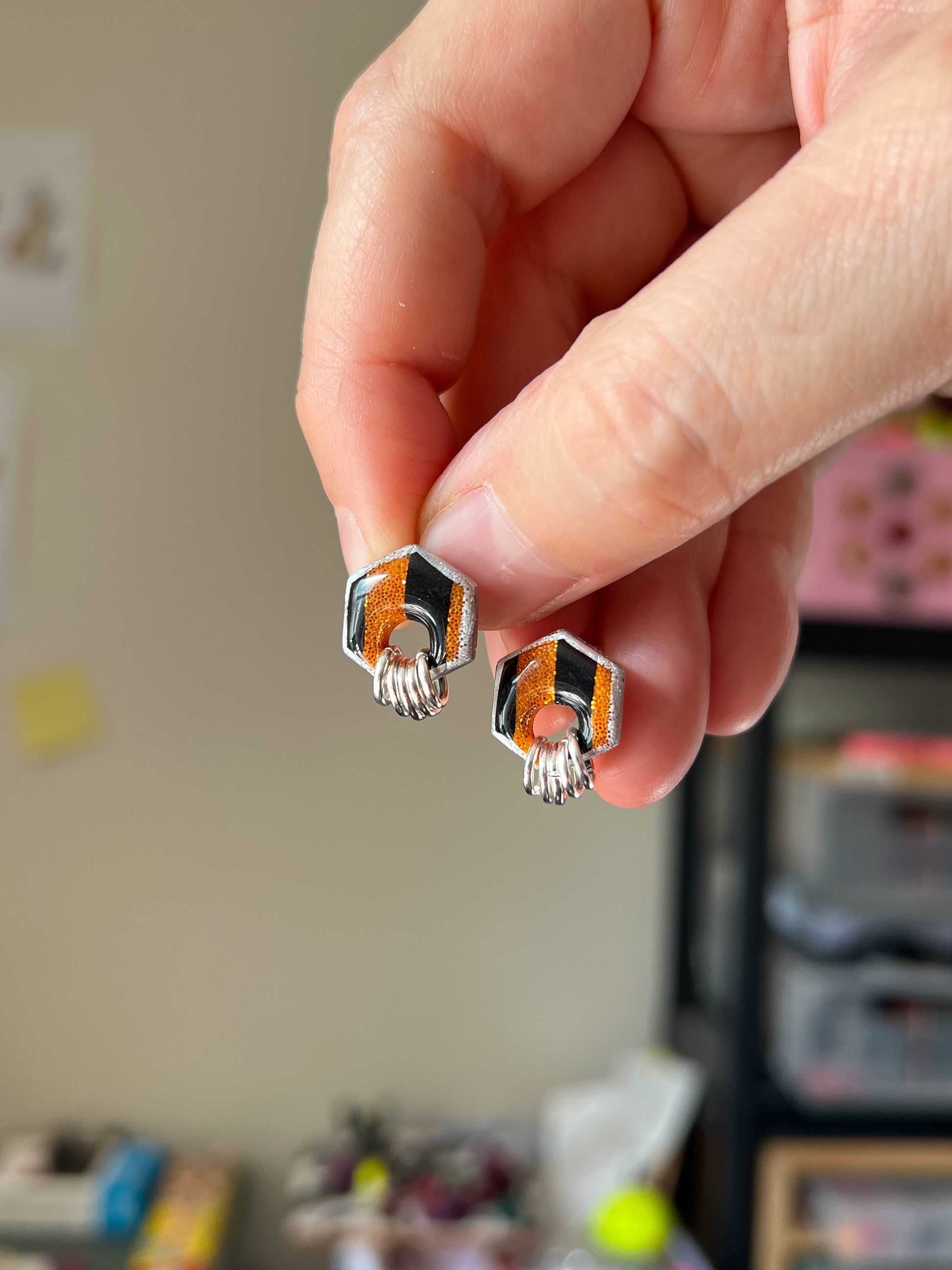 Small Hex Studs - BlueBassoon Handmade