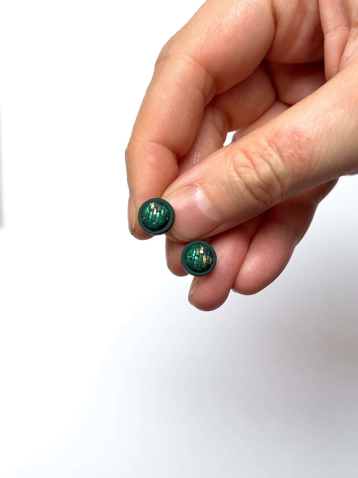 Green Bargello Mini Studs