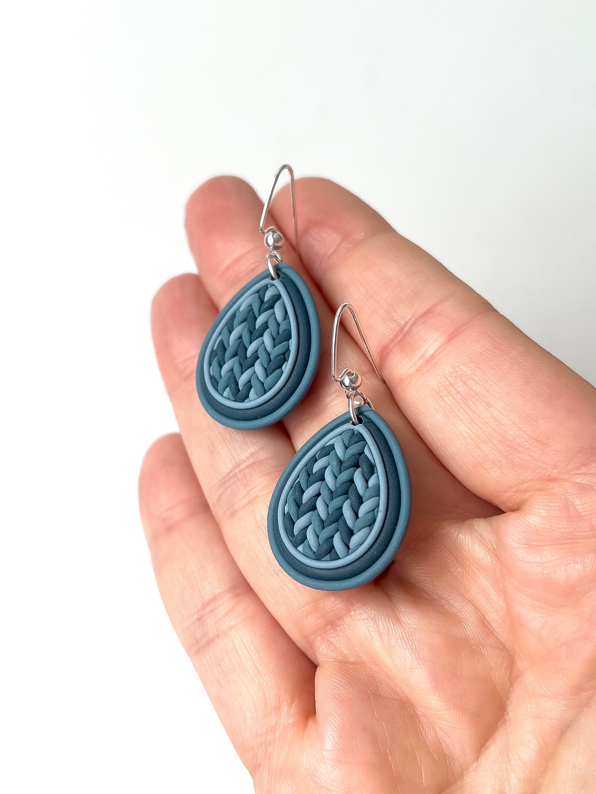 Blue Sweater Cabochon Dangles - BlueBassoon Handmade