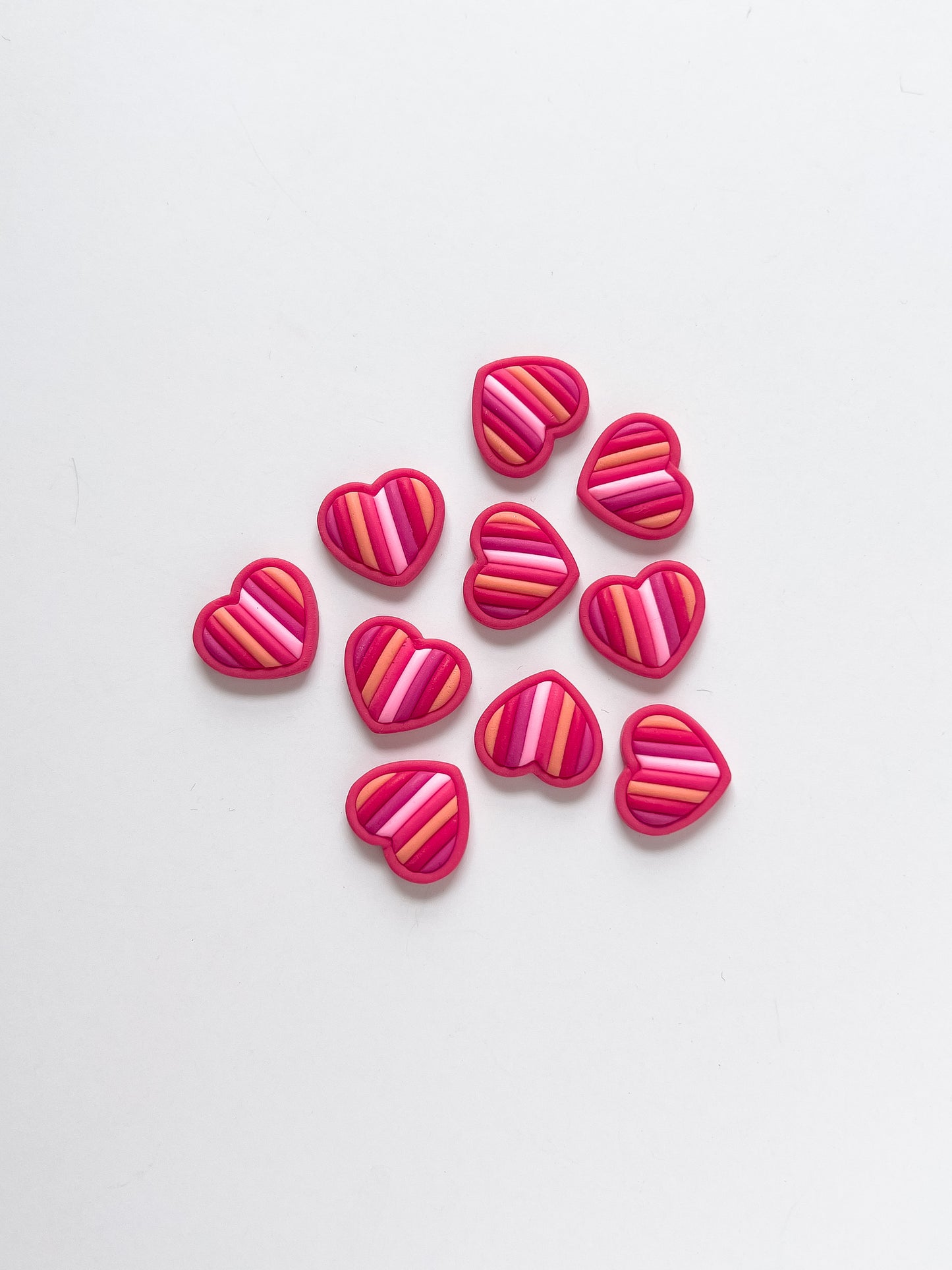 Pink Stripe Heart Studs - BlueBassoon Handmade