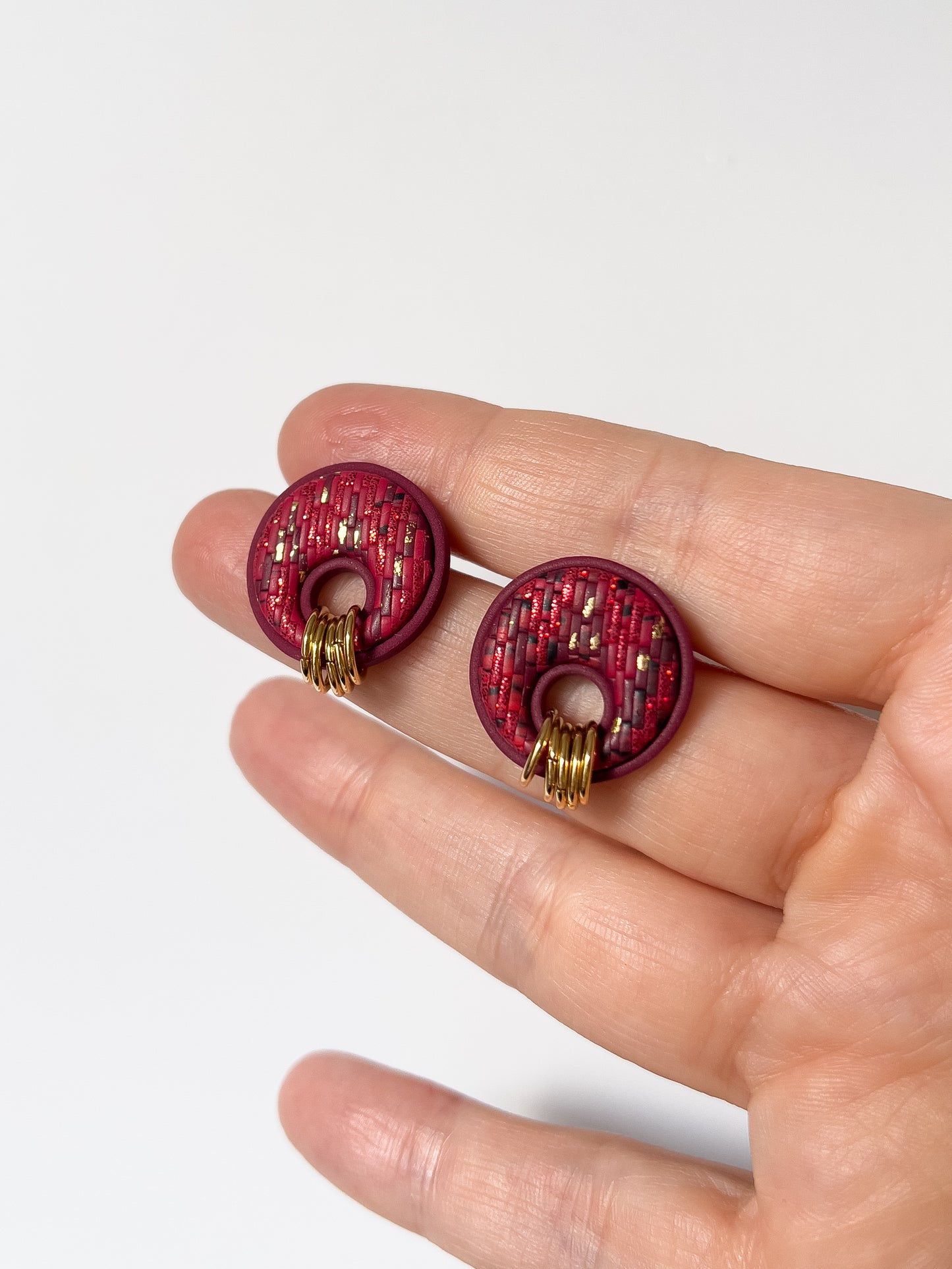 Red Bargello Leela Studs