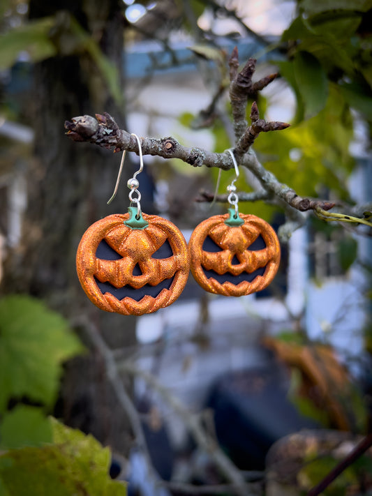 Evil Jack O Lantern Earrings - BlueBassoon Handmade