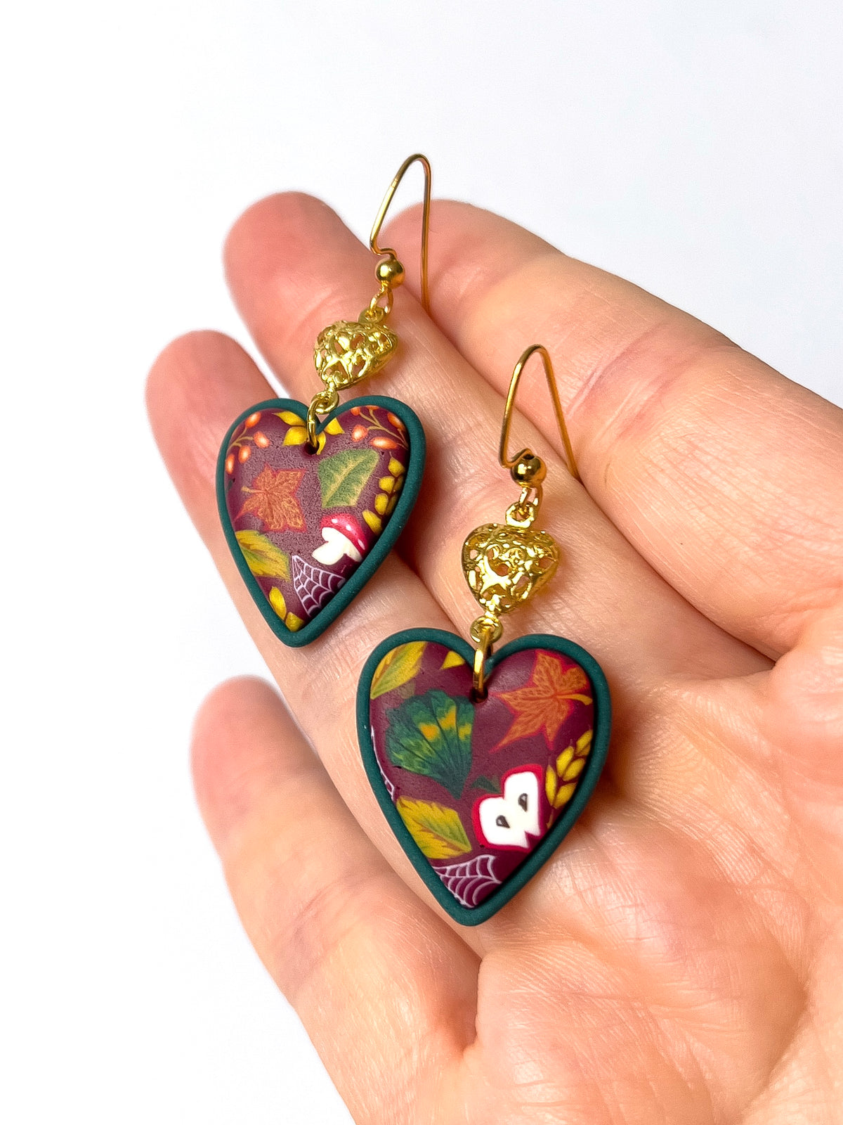 Autumn Forage Heart Dangles