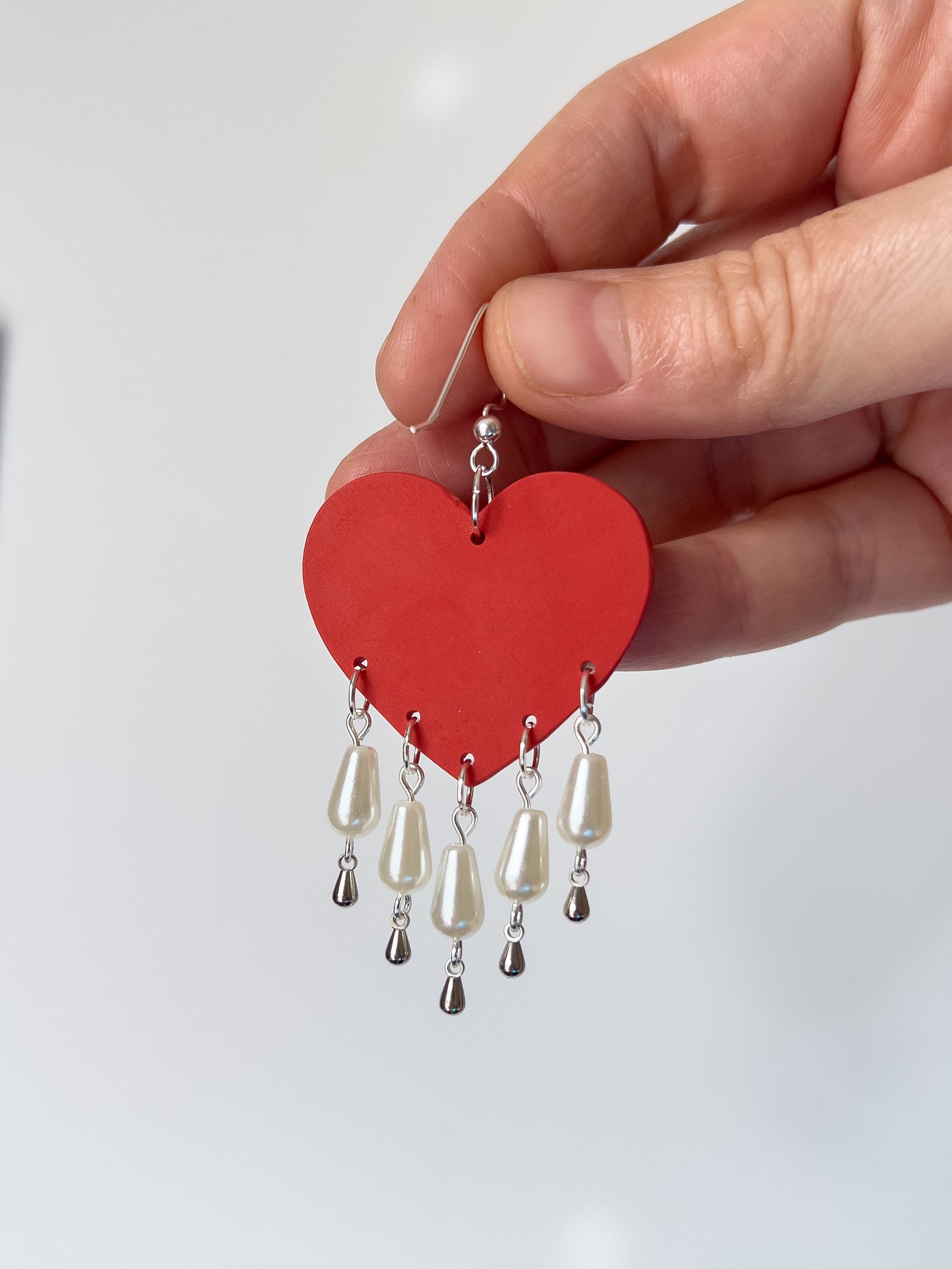 Red and Teal Luxe Heart Dangles - BlueBassoon Handmade
