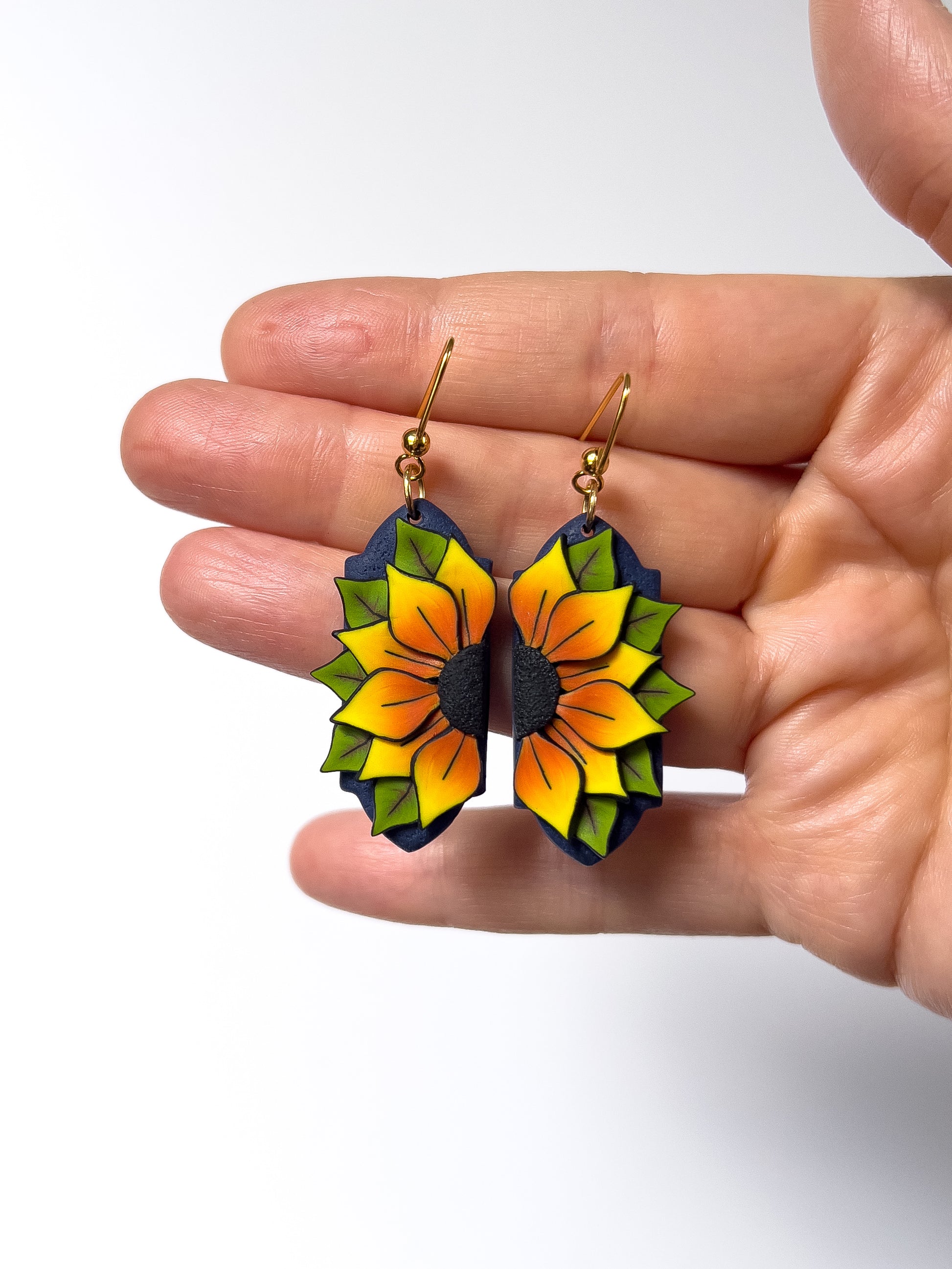 Small Sunflower Freya Dangles - BlueBassoon Handmade