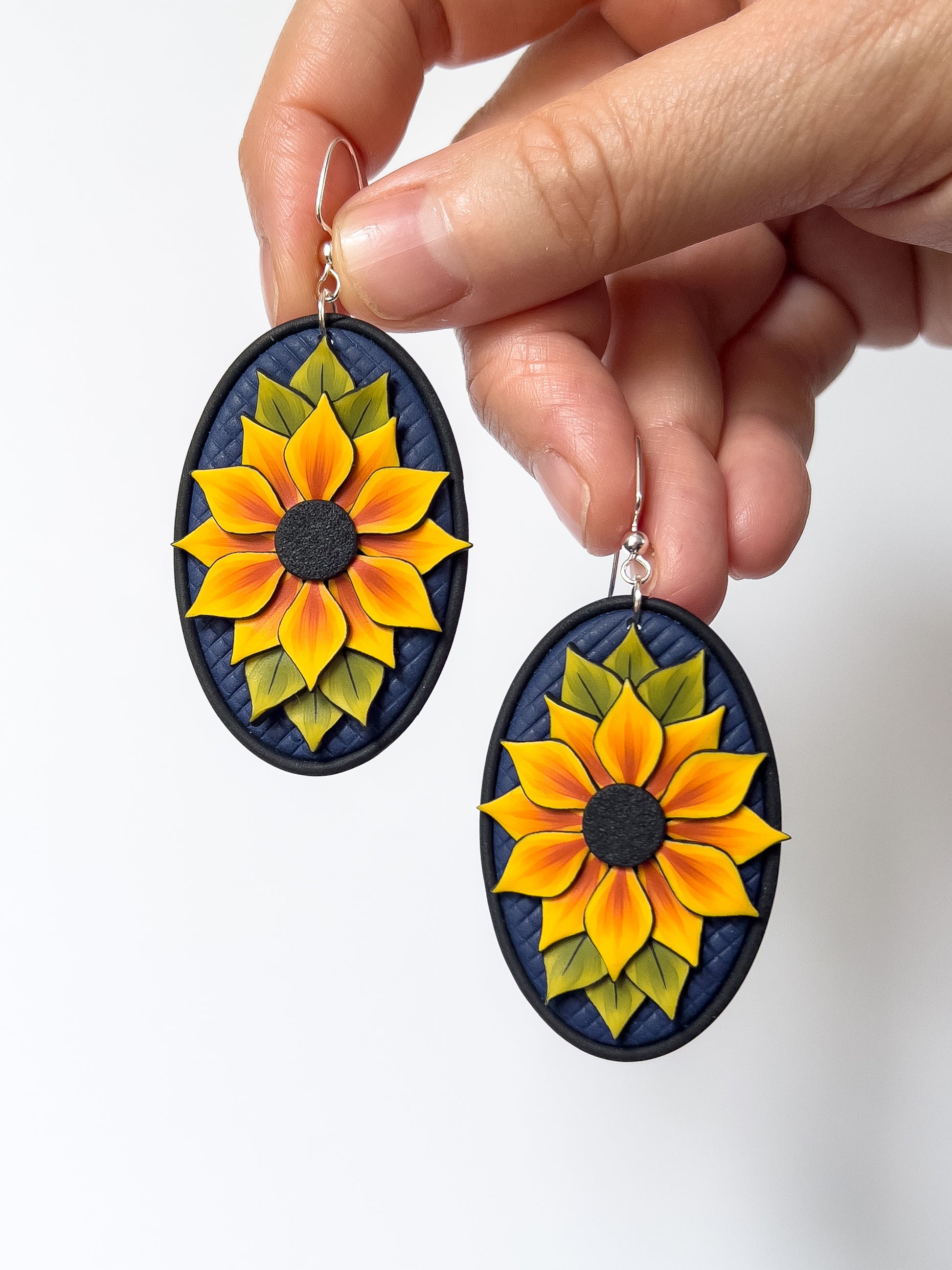 Sunflower Cameo Dangles - BlueBassoon Handmade