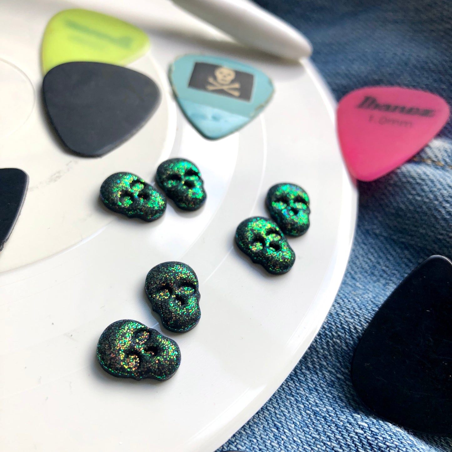 Glitter Skull Studs - BlueBassoon Handmade